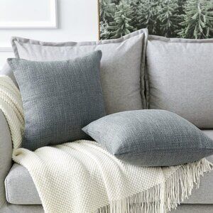 NEW Linen Throw Pillow Covers Set of 2 Decorative Square Pillowcases 12x12